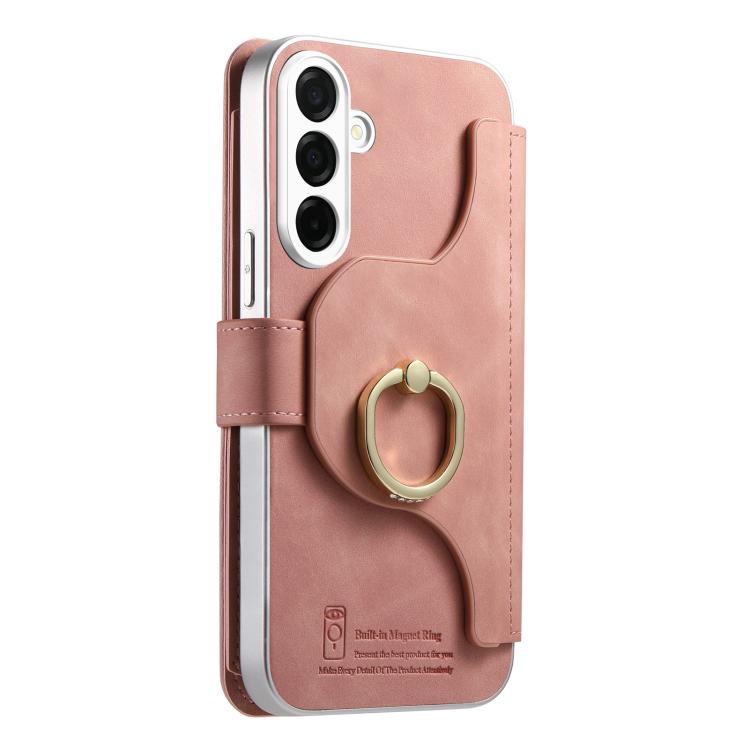 Portafoglio con cerniera, anello con bordo argentato e foro di precisione, blocco RFID, custodia magnetica in pelle vegana per telefono., For Galaxy S26+ 5G, For Galaxy S26 Ultra 5G, For Galaxy S25 Edge 5G