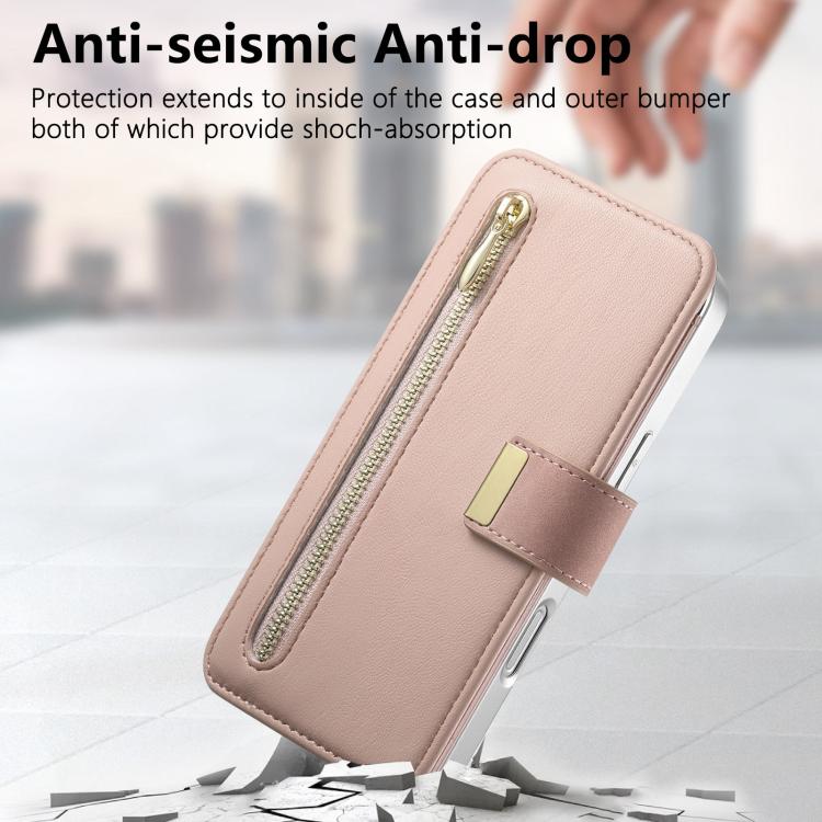 Portafoglio con cerniera, anello con bordo argentato e foro di precisione, blocco RFID, custodia magnetica in pelle vegana per telefono., For Galaxy S26+ 5G, For Galaxy S26 Ultra 5G, For Galaxy S25 Edge 5G