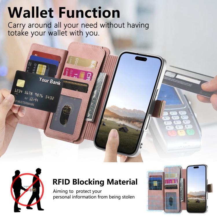 Portafoglio con cerniera, anello con bordo argentato e foro di precisione, blocco RFID, custodia magnetica in pelle vegana per telefono., For Galaxy S26+ 5G, For Galaxy S26 Ultra 5G, For Galaxy S25 Edge 5G