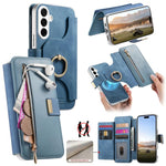 Portafoglio con cerniera, anello con bordo argentato e foro di precisione, blocco RFID, custodia magnetica in pelle vegana per telefono., For Galaxy S26+ 5G, For Galaxy S26 Ultra 5G, For Galaxy S25 Edge 5G