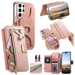 Portafoglio con cerniera, anello con bordo argentato e foro di precisione, blocco RFID, custodia magnetica in pelle vegana per telefono., For Galaxy S26+ 5G, For Galaxy S26 Ultra 5G, For Galaxy S25 Edge 5G