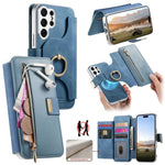 Portafoglio con cerniera, anello con bordo argentato e foro di precisione, blocco RFID, custodia magnetica in pelle vegana per telefono., For Galaxy S26+ 5G, For Galaxy S26 Ultra 5G, For Galaxy S25 Edge 5G