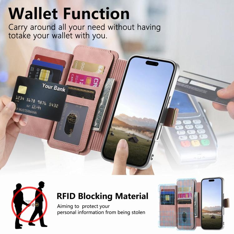 Portafoglio con cerniera, anello con bordo argentato e foro di precisione, blocco RFID, custodia magnetica in pelle vegana per telefono., For Galaxy S25+ 5G, For Galaxy S25 Ultra 5G, For Galaxy S24 FE 5G