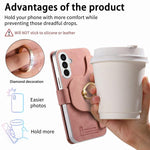 Portafoglio con cerniera, anello con bordo argentato e foro di precisione, blocco RFID, custodia magnetica in pelle vegana per telefono., For Galaxy S25+ 5G, For Galaxy S25 Ultra 5G, For Galaxy S24 FE 5G