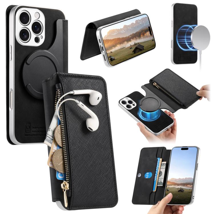 Custodia portafoglio in pelle vegana per iPhone 16 Plus