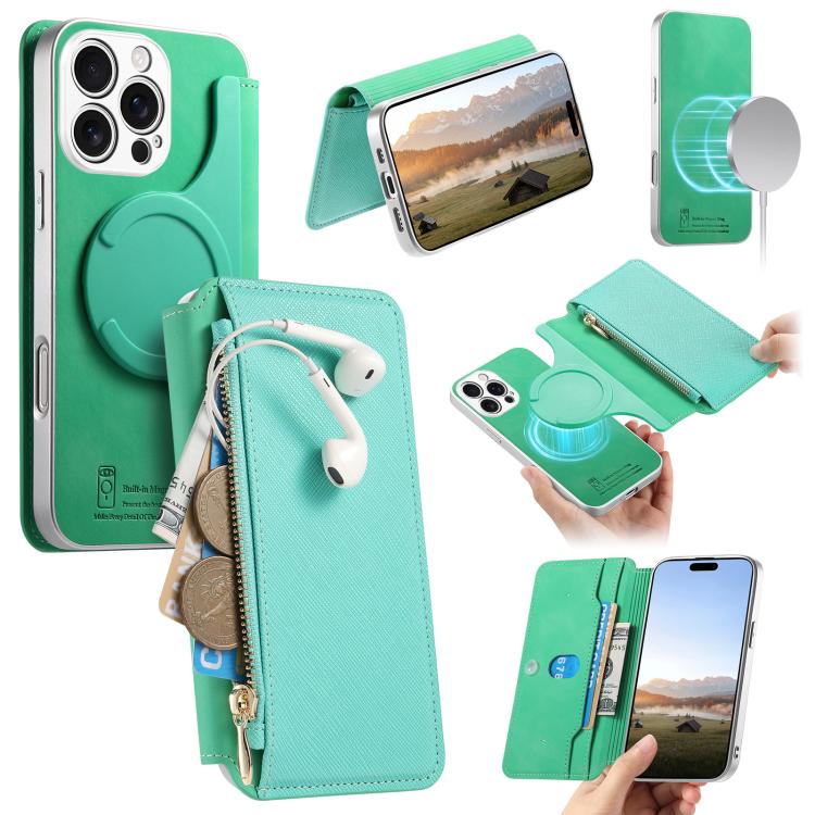 Custodia portafoglio in pelle vegana per iPhone 16 Plus