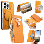 Custodia per telefono CaseNeo con cerniera magnetica a portafoglio e fori di precisione, bordi argentati e finitura in pelle vegana a grana incrociata., For iPhone 18 / 17, For iPhone 16 Pro Max, For iPhone 16 Pro