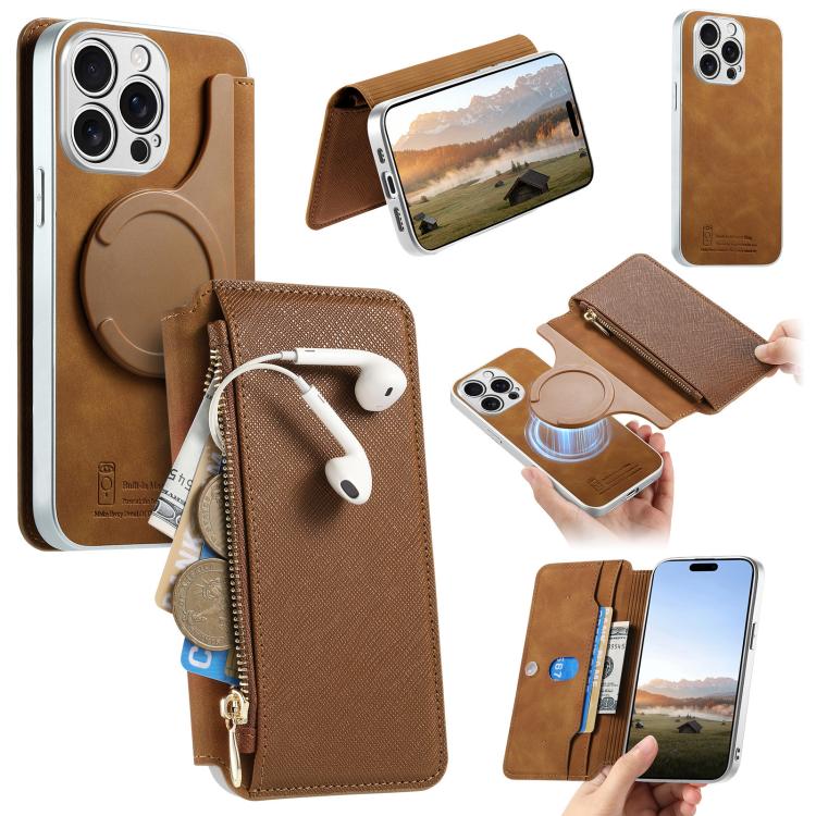 Custodia portafoglio in pelle vegana per iPhone 15 Pro