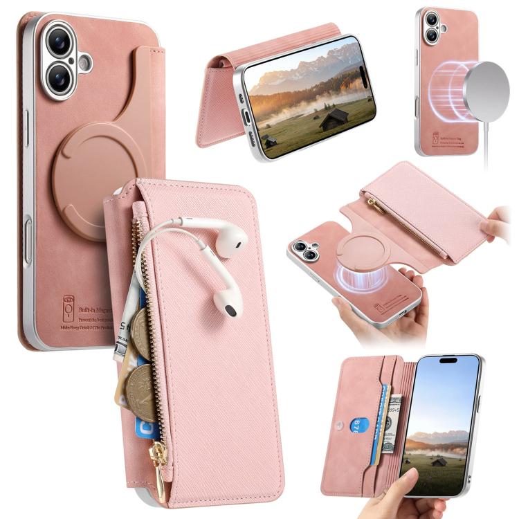 Custodia portafoglio in pelle vegana per iPhone 16 Plus