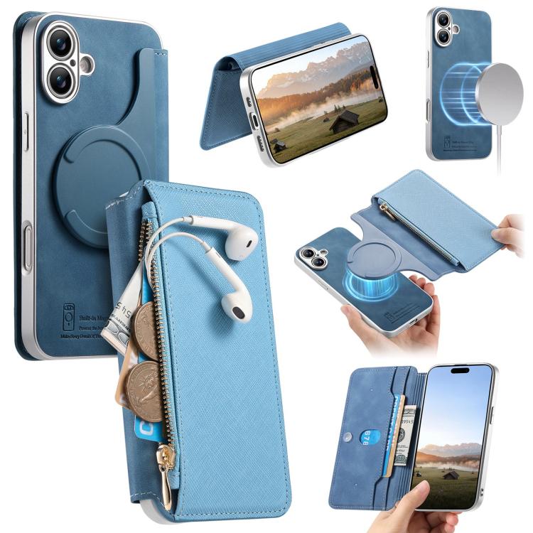 Custodia portafoglio in pelle vegana per iPhone 16 Plus