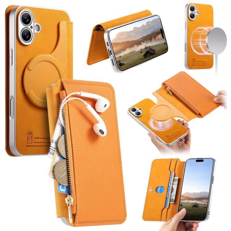 Custodia portafoglio in pelle vegana per iPhone 16 Plus