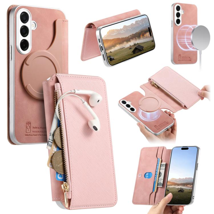 Custodia per telefono CaseNeo con fori di precisione, bordi argentati, chiusura magnetica a portafoglio e pelle vegana a grana incrociata., For Galaxy S26+ 5G, For Galaxy S26 Ultra 5G, For Galaxy S25 Edge 5G