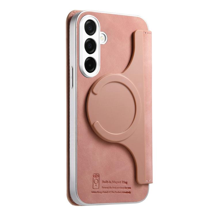 Custodia per telefono CaseNeo con fori di precisione, bordi argentati, chiusura magnetica a portafoglio e pelle vegana a grana incrociata., For Galaxy S26+ 5G, For Galaxy S26 Ultra 5G, For Galaxy S25 Edge 5G