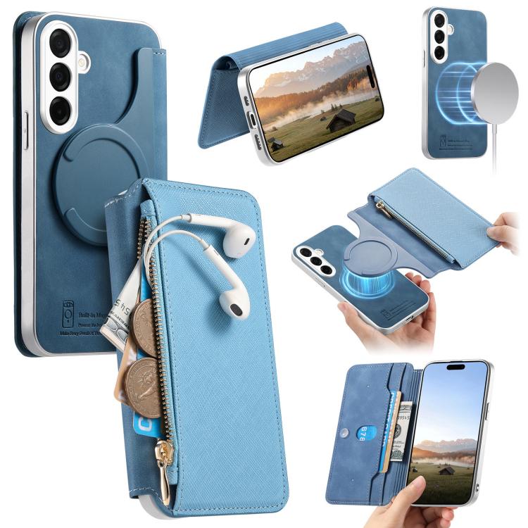 Custodia per telefono CaseNeo con fori di precisione, bordi argentati, chiusura magnetica a portafoglio e pelle vegana a grana incrociata., For Galaxy S26+ 5G, For Galaxy S26 Ultra 5G, For Galaxy S25 Edge 5G
