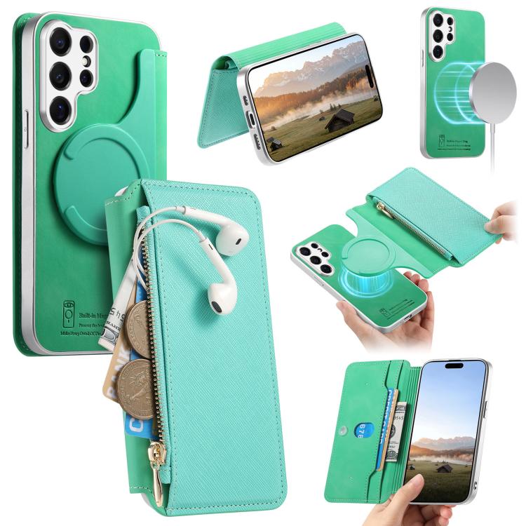 Custodia per telefono CaseNeo con fori di precisione, bordi argentati, chiusura magnetica a portafoglio e pelle vegana a grana incrociata., For Galaxy S26+ 5G, For Galaxy S26 Ultra 5G, For Galaxy S25 Edge 5G