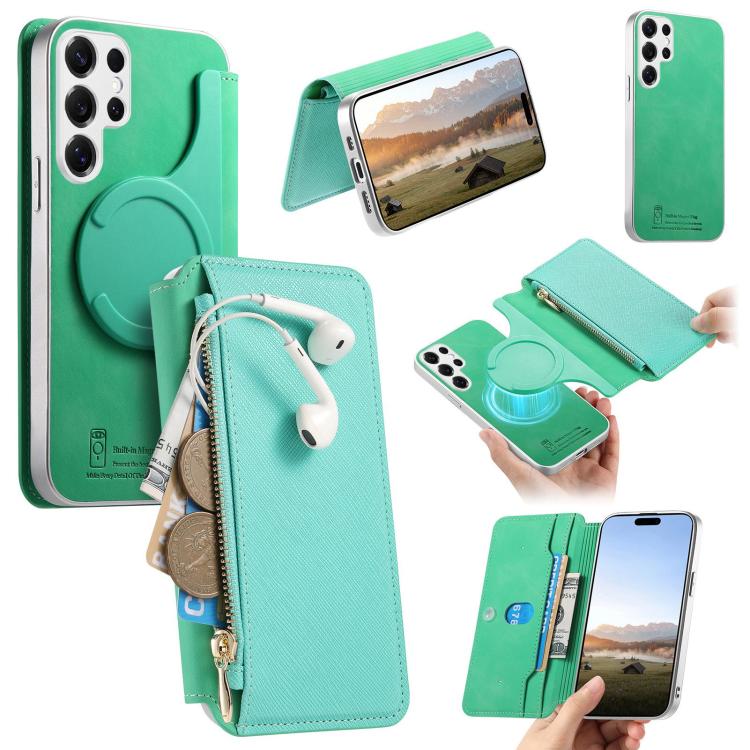 Custodia per telefono CaseNeo con fori di precisione, bordi argentati, chiusura magnetica a portafoglio e pelle vegana a grana incrociata., For Galaxy S25+ 5G, For Galaxy S25 Ultra 5G, For Galaxy S24 FE 5G