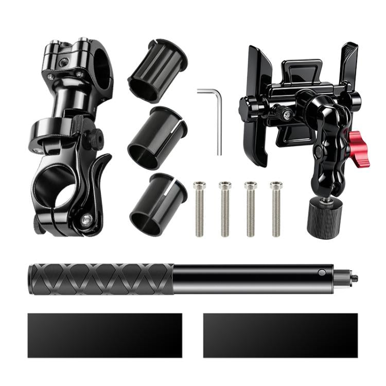 Supporto in alluminio per prolunga manubrio bicicletta con regolazione rapida, Phone Clamp Kit, Handlebar Tube Kit, Tube with Phone Clamp + Stick, Stick Tube Phone Clamp Combo Set