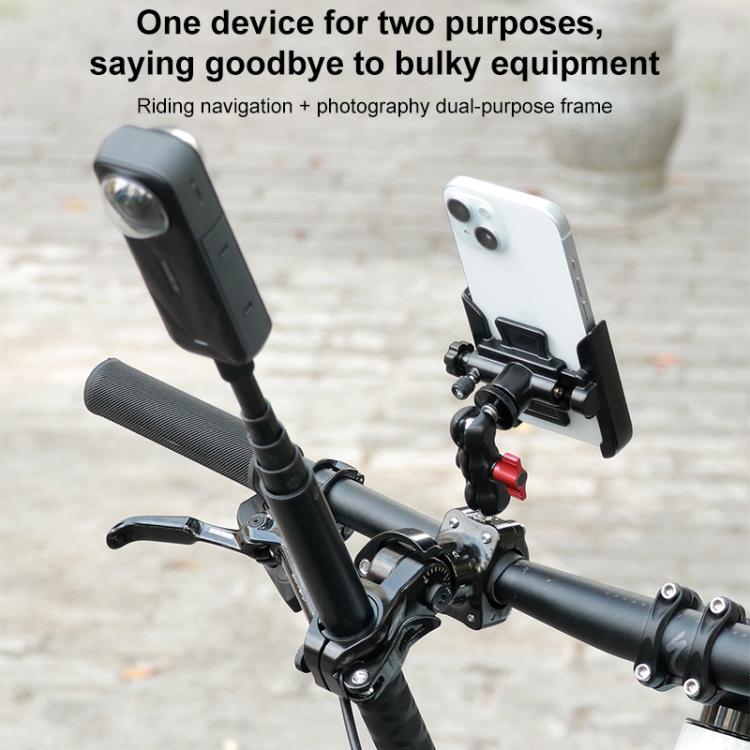 Supporto in alluminio per prolunga manubrio bicicletta con regolazione rapida, Phone Clamp Kit, Handlebar Tube Kit, Tube with Phone Clamp + Stick, Stick Tube Phone Clamp Combo Set