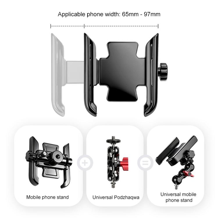 Supporto in alluminio per prolunga manubrio bicicletta con regolazione rapida, Phone Clamp Kit, Handlebar Tube Kit, Tube with Phone Clamp + Stick, Stick Tube Phone Clamp Combo Set