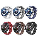 Cinturino per orologio ibrido in silicone e pelle vegana con pulsante a sgancio rapido., For Huawei Watch Ultimate 2