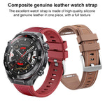 Cinturino per orologio ibrido in silicone e pelle vegana con pulsante a sgancio rapido., For Huawei Watch Ultimate 2