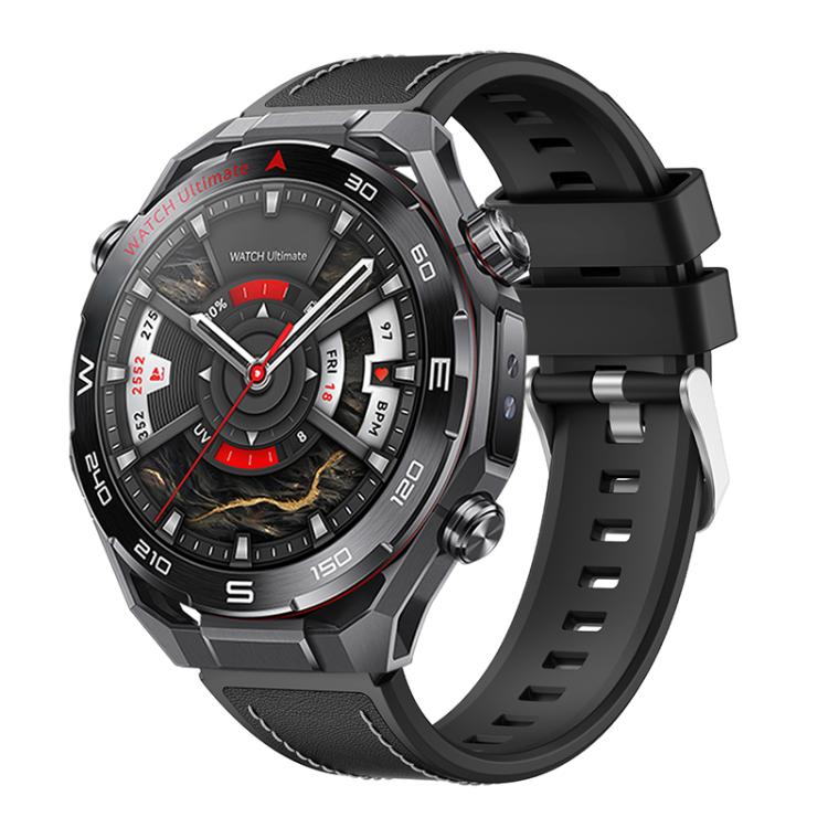 Cinturino per orologio in silicone ibrido con rivestimento in ecopelle, stile a molla., For Huawei Watch Ultimate 2