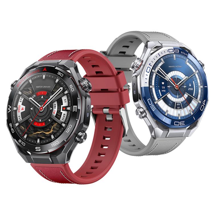 Cinturino per orologio in silicone ibrido con rivestimento in ecopelle, stile a molla., For Huawei Watch Ultimate 2