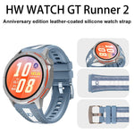 Edizione anniversario, cinturino per orologio in pelle e silicone con inserti auricolari in molla., For Huawei Watch Ultimate 2
