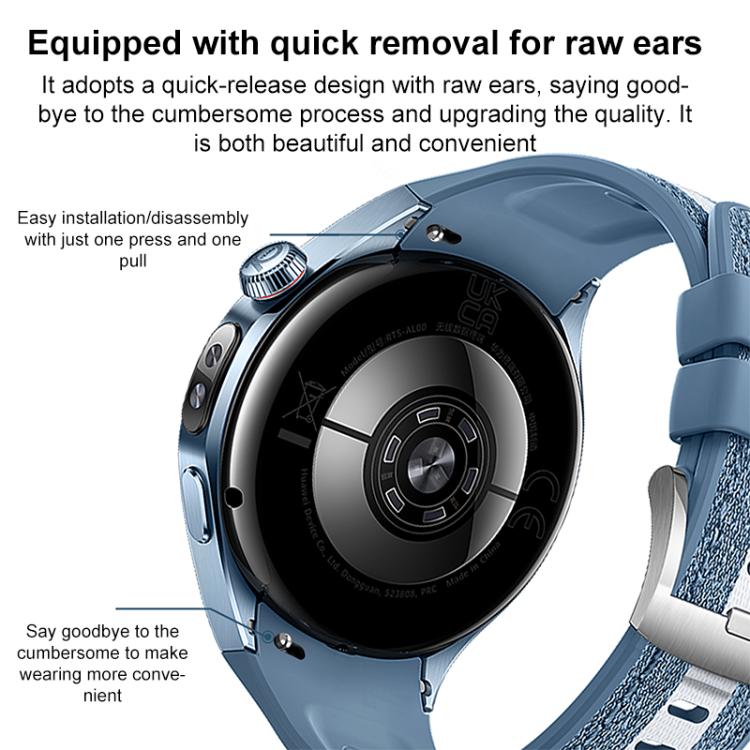 Edizione anniversario, cinturino per orologio in pelle e silicone con inserti auricolari in molla., For Huawei Watch Ultimate 2