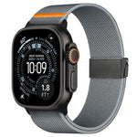 Cinturino per orologio in nylon elasticizzato grigio titanio con fibbia Fly Horse e motivo a mosca., For Apple Watch 46mm / 49mm / 45mm / 44mm, For Apple Watch 42mm / 41mm / 40mm / 38mm