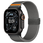 Cinturino per orologio in nylon elasticizzato grigio titanio con fibbia Fly Horse e motivo a mosca., For Apple Watch 46mm / 49mm / 45mm / 44mm, For Apple Watch 42mm / 41mm / 40mm / 38mm