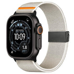 Cinturino per orologio in nylon elasticizzato grigio titanio con fibbia Fly Horse e motivo a mosca., For Apple Watch 46mm / 49mm / 45mm / 44mm, For Apple Watch 42mm / 41mm / 40mm / 38mm