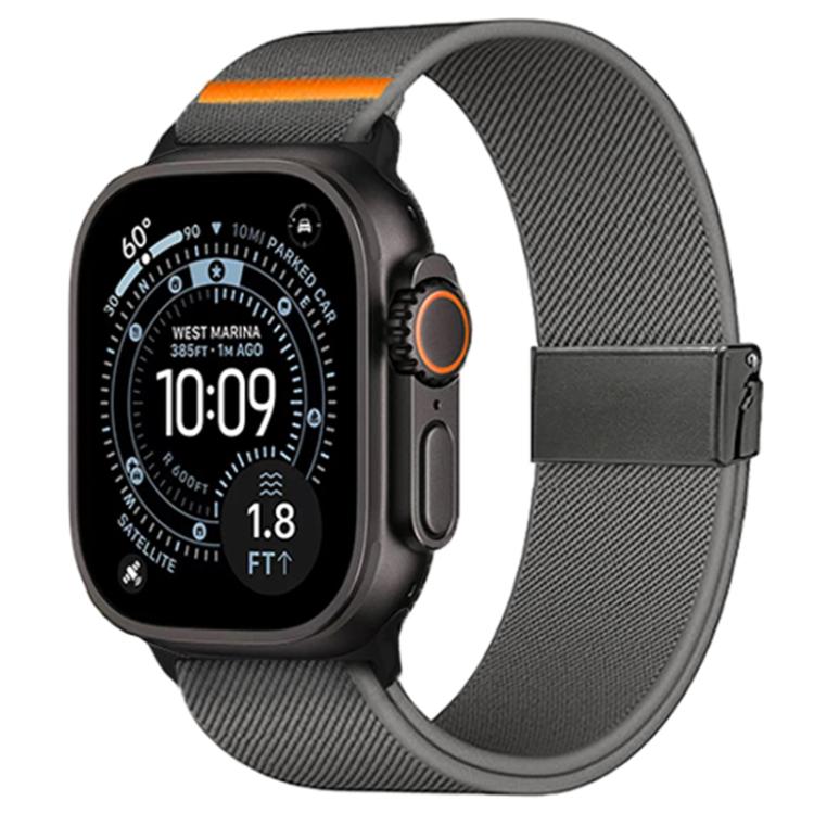 Cinturino per orologio in nylon elasticizzato grigio titanio con fibbia Fly Horse e motivo a mosca., For Apple Watch 46mm / 49mm / 45mm / 44mm, For Apple Watch 42mm / 41mm / 40mm / 38mm