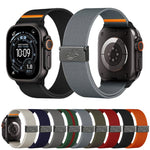Cinturino per orologio in nylon elasticizzato grigio titanio con fibbia Fly Horse e motivo a mosca., For Apple Watch 46mm / 49mm / 45mm / 44mm, For Apple Watch 42mm / 41mm / 40mm / 38mm