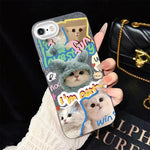 Custodia per telefono ibrida in PC e TPU con glitter e motivo gatti IMD, For iPhone 8 Plus / 7 Plus, For iPhone 6 Plus / 6s Plus, For iPhone 6 / 6s