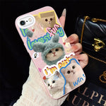 Custodia per telefono ibrida in PC e TPU con glitter e motivo gatti IMD, For iPhone 8 Plus / 7 Plus, For iPhone 6 Plus / 6s Plus, For iPhone 6 / 6s