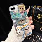 Custodia per telefono ibrida in PC e TPU con glitter e motivo gatti IMD, For iPhone 8 Plus / 7 Plus, For iPhone 6 Plus / 6s Plus, For iPhone 6 / 6s