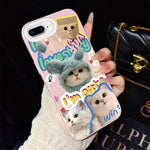 Custodia per telefono ibrida in PC e TPU con glitter e motivo gatti IMD, For iPhone 8 Plus / 7 Plus, For iPhone 6 Plus / 6s Plus, For iPhone 6 / 6s