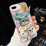 Custodia per telefono ibrida in PC e TPU con glitter e motivo gatti IMD, For iPhone 8 Plus / 7 Plus, For iPhone 6 Plus / 6s Plus, For iPhone 6 / 6s