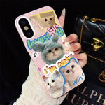 Custodia per telefono ibrida in PC e TPU con glitter e motivo gatti IMD, For iPhone 11 Pro Max, For iPhone 11, For iPhone 11 Pro, For iPhone XS / X, For iPhone XR, For iPhone XS Max