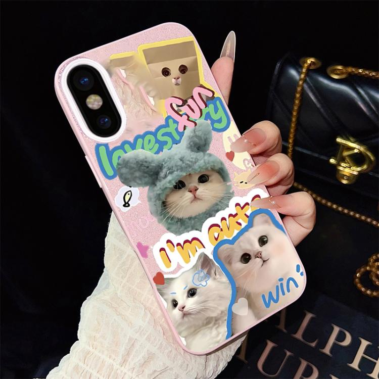 Custodia per telefono ibrida in PC e TPU con glitter e motivo gatti IMD, For iPhone 11 Pro Max, For iPhone 11, For iPhone 11 Pro, For iPhone XS / X, For iPhone XR, For iPhone XS Max
