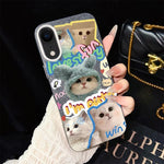 Custodia per telefono ibrida in PC e TPU con glitter e motivo gatti IMD, For iPhone 11 Pro Max, For iPhone 11, For iPhone 11 Pro, For iPhone XS / X, For iPhone XR, For iPhone XS Max