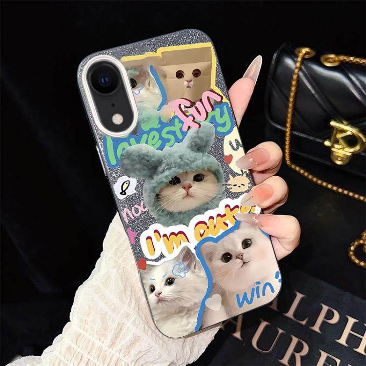 Custodia per telefono ibrida in PC e TPU con glitter e motivo gatti IMD, For iPhone 11 Pro Max, For iPhone 11, For iPhone 11 Pro, For iPhone XS / X, For iPhone XR, For iPhone XS Max