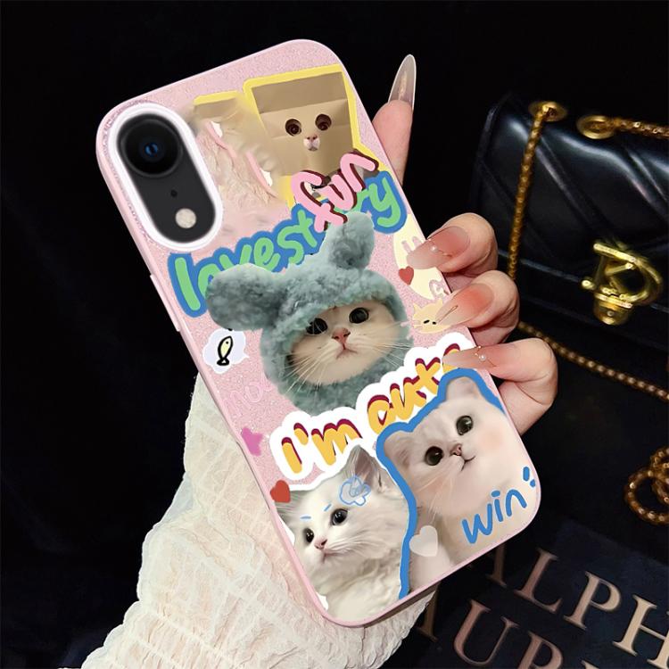 Custodia per telefono ibrida in PC e TPU con glitter e motivo gatti IMD, For iPhone 11 Pro Max, For iPhone 11, For iPhone 11 Pro, For iPhone XS / X, For iPhone XR, For iPhone XS Max
