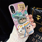 Custodia per telefono ibrida in PC e TPU con glitter e motivo gatti IMD, For iPhone 11 Pro Max, For iPhone 11, For iPhone 11 Pro, For iPhone XS / X, For iPhone XR, For iPhone XS Max