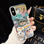 Custodia per telefono ibrida in PC e TPU con glitter e motivo gatti IMD, For iPhone 11 Pro Max, For iPhone 11, For iPhone 11 Pro, For iPhone XS / X, For iPhone XR, For iPhone XS Max