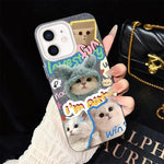 Custodia per telefono ibrida in PC e TPU con glitter e motivo gatti IMD, For iPhone 11 Pro Max, For iPhone 11, For iPhone 11 Pro, For iPhone XS / X, For iPhone XR, For iPhone XS Max