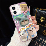 Custodia per telefono ibrida in PC e TPU con glitter e motivo gatti IMD, For iPhone 13 Pro Max, For iPhone 13 Pro, For iPhone 13, For iPhone 12, For iPhone 12 Pro Max, For iPhone 12 Pro