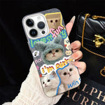 Custodia per telefono ibrida in PC e TPU con glitter e motivo gatti IMD, For iPhone 13 Pro Max, For iPhone 13 Pro, For iPhone 13, For iPhone 12, For iPhone 12 Pro Max, For iPhone 12 Pro
