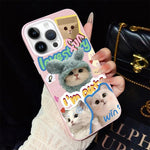 Custodia per telefono ibrida in PC e TPU con glitter e motivo gatti IMD, For iPhone 13 Pro Max, For iPhone 13 Pro, For iPhone 13, For iPhone 12, For iPhone 12 Pro Max, For iPhone 12 Pro
